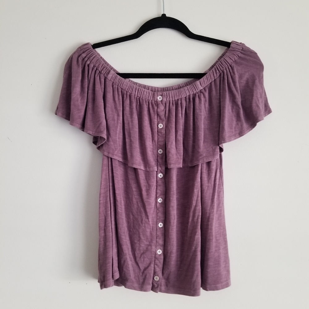 button up off the shoulder top